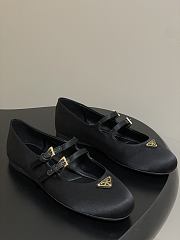 Okify Prada Black Silk Satin Ballet Shoes With 2 Straps  - 1