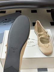 Okify Prada Beige Silk Satin Ballet Shoes With 2 Straps  - 2