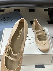 Okify Prada Beige Silk Satin Ballet Shoes With 2 Straps  - 4