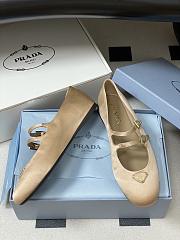 Okify Prada Beige Silk Satin Ballet Shoes With 2 Straps  - 3