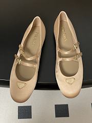 Okify Prada Beige Silk Satin Ballet Shoes With 2 Straps  - 5