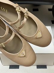 Okify Prada Beige Silk Satin Ballet Shoes With 2 Straps  - 6