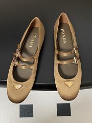 Okify Prada Brown Silk Satin Ballet Shoes With 2 Straps  - 5