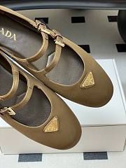 Okify Prada Brown Silk Satin Ballet Shoes With 2 Straps  - 6