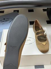 Okify Prada Brown Silk Satin Ballet Shoes With 2 Straps  - 4