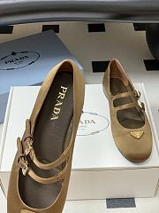 Okify Prada Brown Silk Satin Ballet Shoes With 2 Straps  - 3