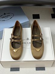 Okify Prada Brown Silk Satin Ballet Shoes With 2 Straps  - 2