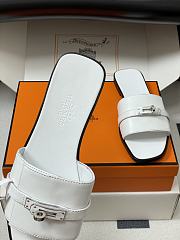 Okify Hermes Giulia Slides In White 5cm - 6