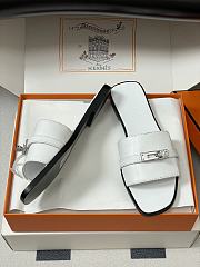 Okify Hermes Giulia Slides In White 5cm - 3