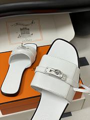 Okify Hermes Giulia Slides In White 5cm - 2