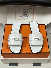 Okify Hermes Giulia Slides In White 5cm - 1