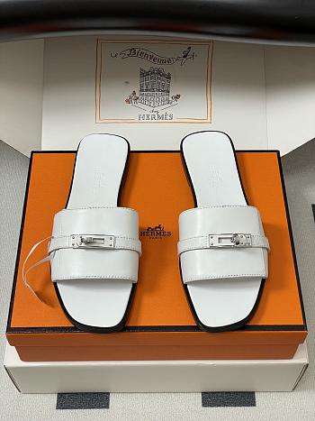 Okify Hermes Giulia Slides In White 5cm