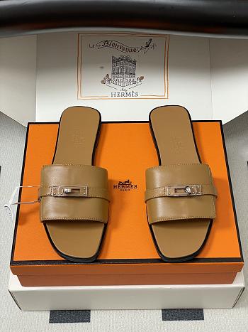 Okify Hermes Giulia Slides In Brown 5cm