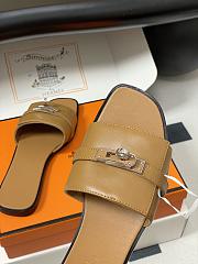Okify Hermes Giulia Slides In Brown 5cm - 2