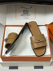 Okify Hermes Giulia Slides In Brown 5cm - 5