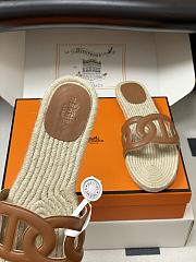 Okify Hermes Famosa Espadrilles Slides In Brown  - 5