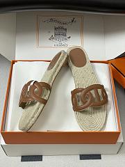 Okify Hermes Famosa Espadrilles Slides In Brown  - 2