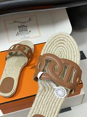Okify Hermes Famosa Espadrilles Slides In Brown  - 3