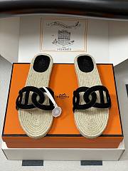 Okify Hermes Famosa Espadrilles Slides In Black - 1