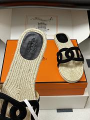 Okify Hermes Famosa Espadrilles Slides In Black - 5
