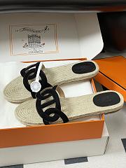 Okify Hermes Famosa Espadrilles Slides In Black - 2