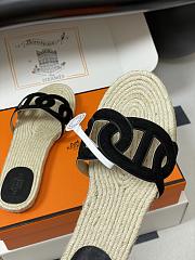 Okify Hermes Famosa Espadrilles Slides In Black - 3