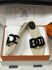 Okify Hermes Famosa Espadrilles Slides In Black - 4