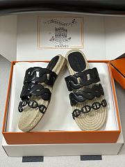 Okify Hermes Gwen Espadrilles Slides In Black  - 3