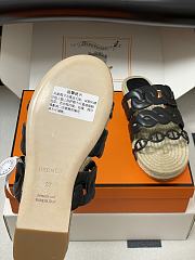 Okify Hermes Gwen Espadrilles Slides In Black  - 2