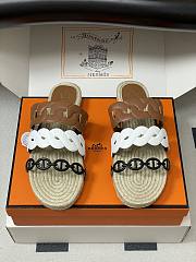 Okify Hermes Gwen Espadrilles Slides In Brown  - 1