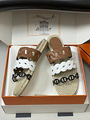 Okify Hermes Gwen Espadrilles Slides In Brown  - 6