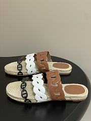 Okify Hermes Gwen Espadrilles Slides In Brown  - 5