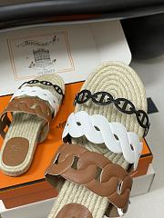 Okify Hermes Gwen Espadrilles Slides In Brown  - 4
