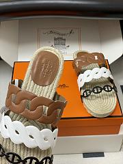 Okify Hermes Gwen Espadrilles Slides In Brown  - 2