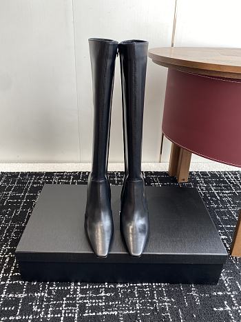Okify YSL Side Zipper High Heel Boots In Black 