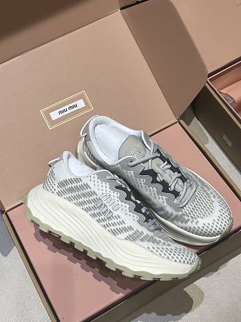 Okify MiuMiu Technial Fabric Sneakers In Gray 