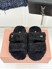 Okify MiuMiu Fur Sandals In Black  - 1