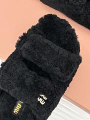 Okify MiuMiu Fur Sandals In Black  - 4
