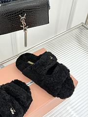 Okify MiuMiu Fur Sandals In Black  - 6