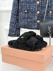 Okify MiuMiu Fur Sandals In Black  - 2