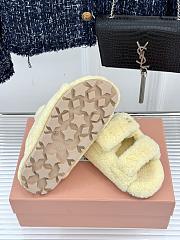 Okify MiuMiu Fur Sandals In Light Yellow   - 5