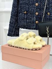 Okify MiuMiu Fur Sandals In Light Yellow   - 4