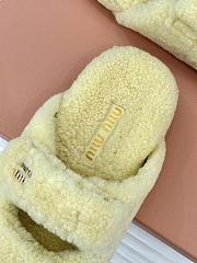 Okify MiuMiu Fur Sandals In Light Yellow   - 3
