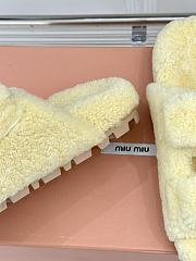 Okify MiuMiu Fur Sandals In Light Yellow   - 2