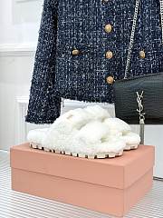 Okify MiuMiu Fur Sandals In White - 5