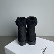 Okify Celine Suede Ankle Boots With Fur Trim In Black - 5