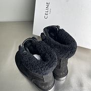 Okify Celine Suede Ankle Boots With Fur Trim In Black - 4