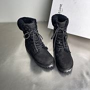 Okify Celine Suede Ankle Boots With Fur Trim In Black - 3