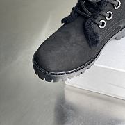 Okify Celine Suede Ankle Boots With Fur Trim In Black - 2