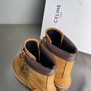 Okify Celine Suede Ankle Boots With Fur Trim In Yellow  - 4